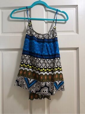Old Navy Blue, Black and Olive Aztec-Print Tank Top